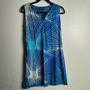 Caribelle Batik Resortwear Vibrant Blue and White sleeveless dress size Small